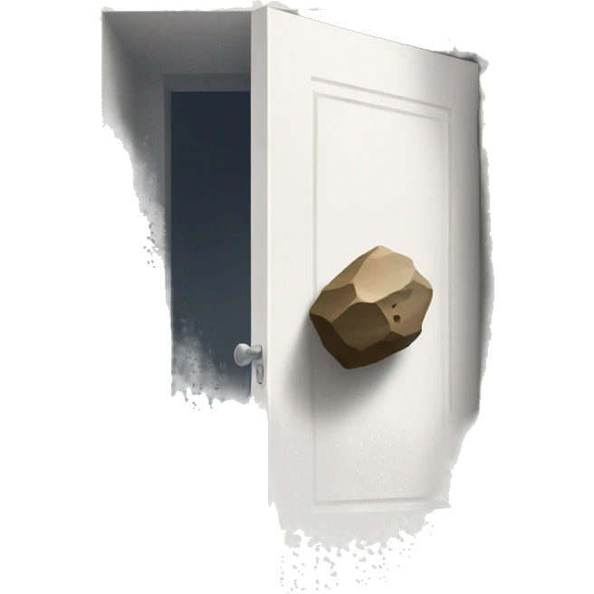 Rock getting thrown at door emoji