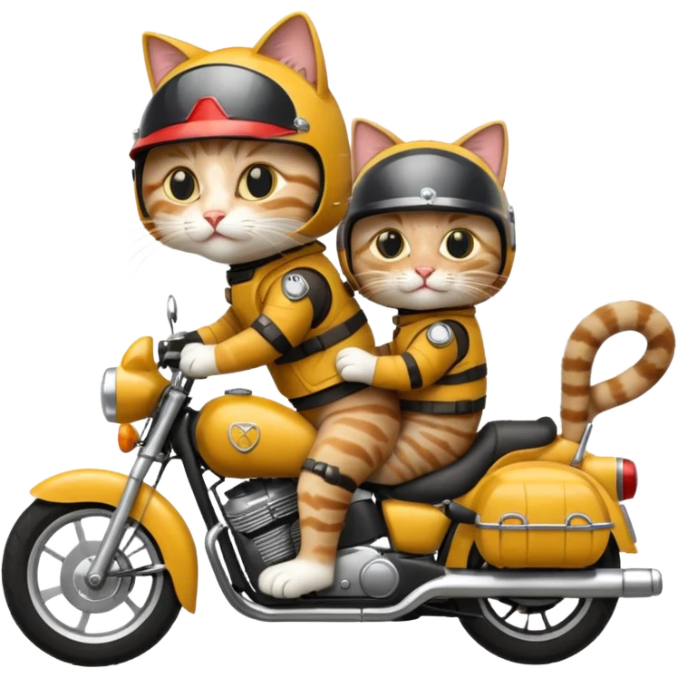 cats riding motorcycle emoji