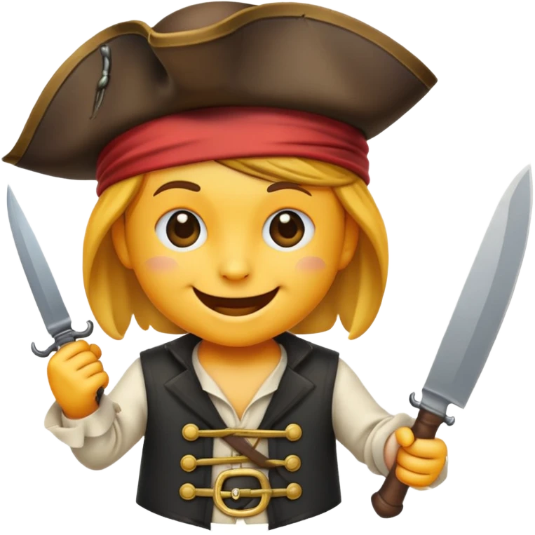 base emoji with pirate hat and a knife emoji
