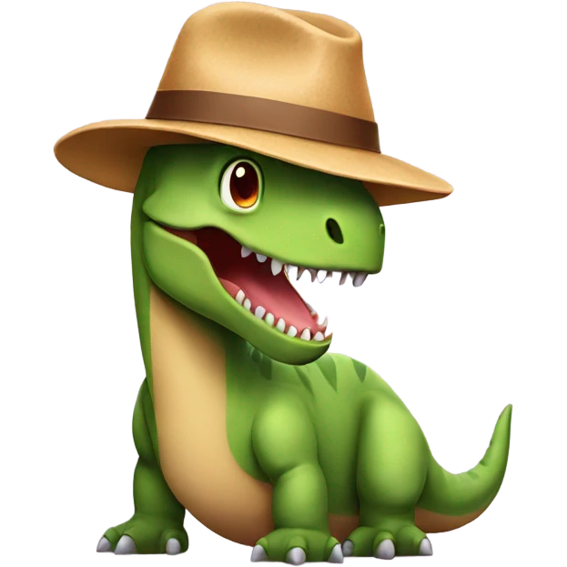 Dinosaur wearing a hat sending love emoji