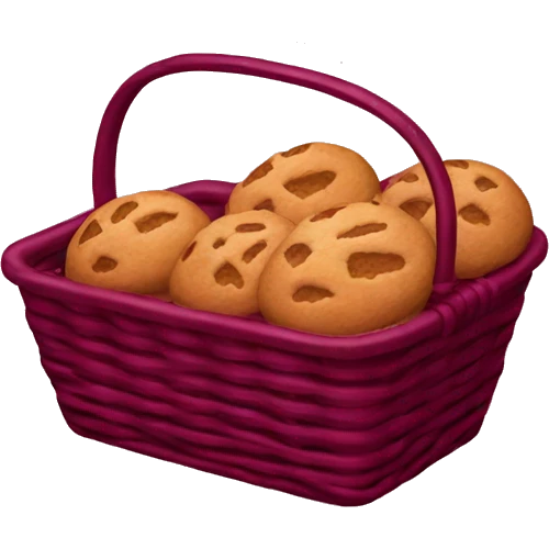 baked goods basket in burgundy color emoji
