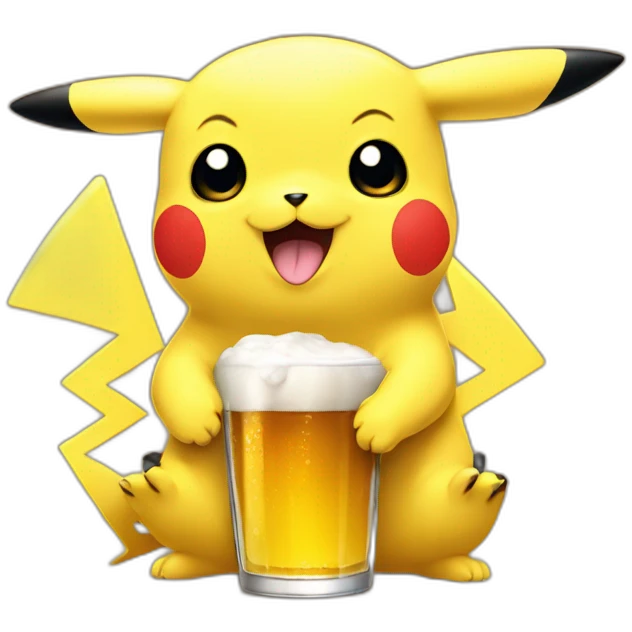 pikachu bebiendo cerveza emoji