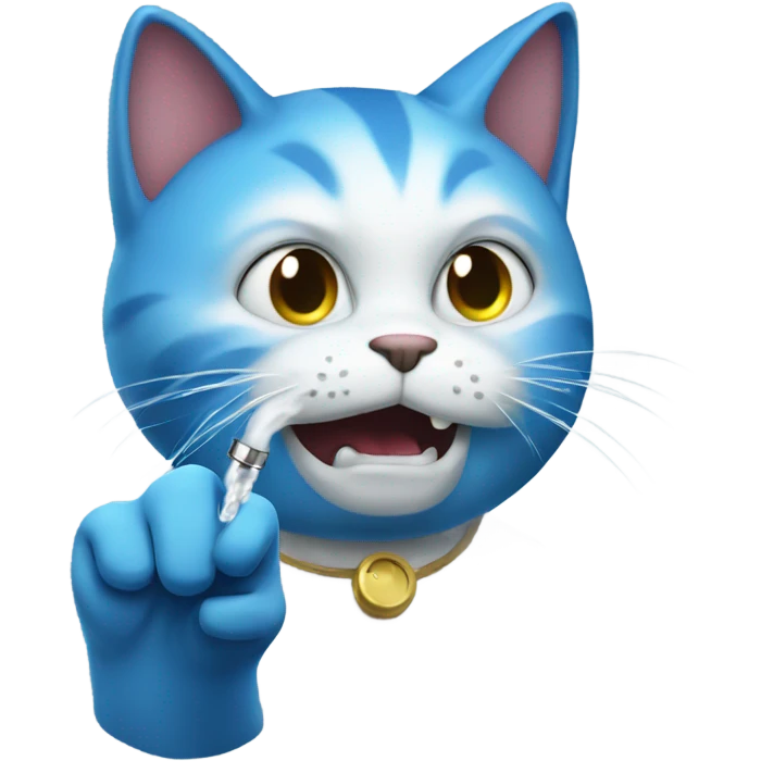 Blue cat vaping  emoji