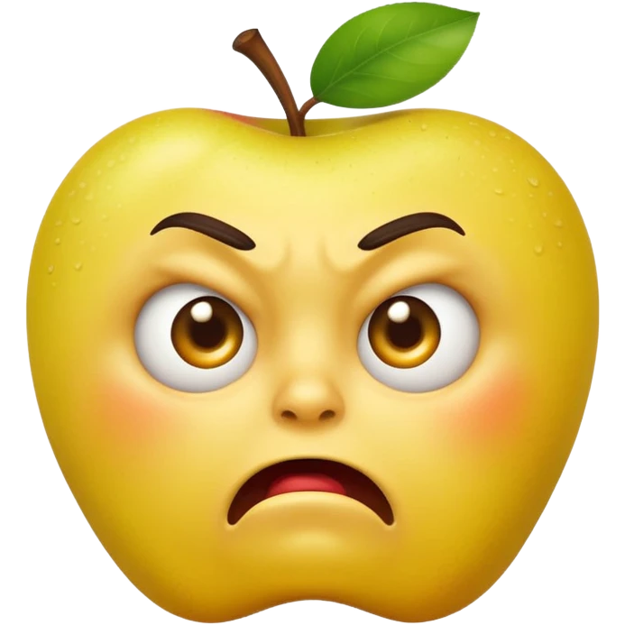 A Classic Apple emoji, yellow character. Extreme disgust/confusion. One eyebrow raised, one eyebrow lowered in anger. With a deep sneer on the mouth. emoji
