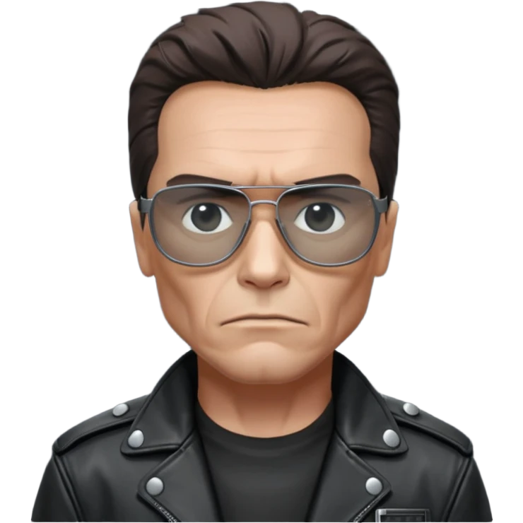 terminator shwartzneger only top in black galssess and his black jacket emoji