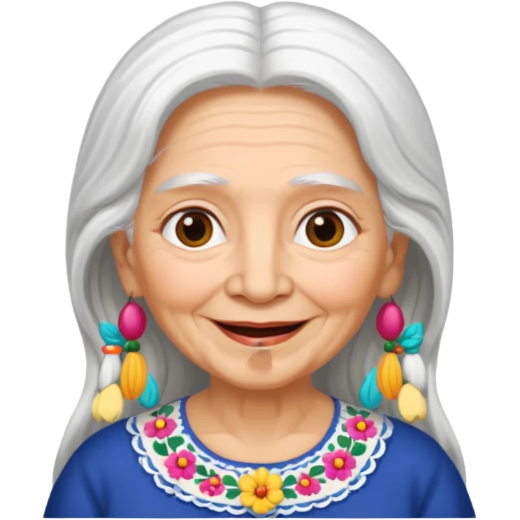 Mexican grandma with long white hair emoji