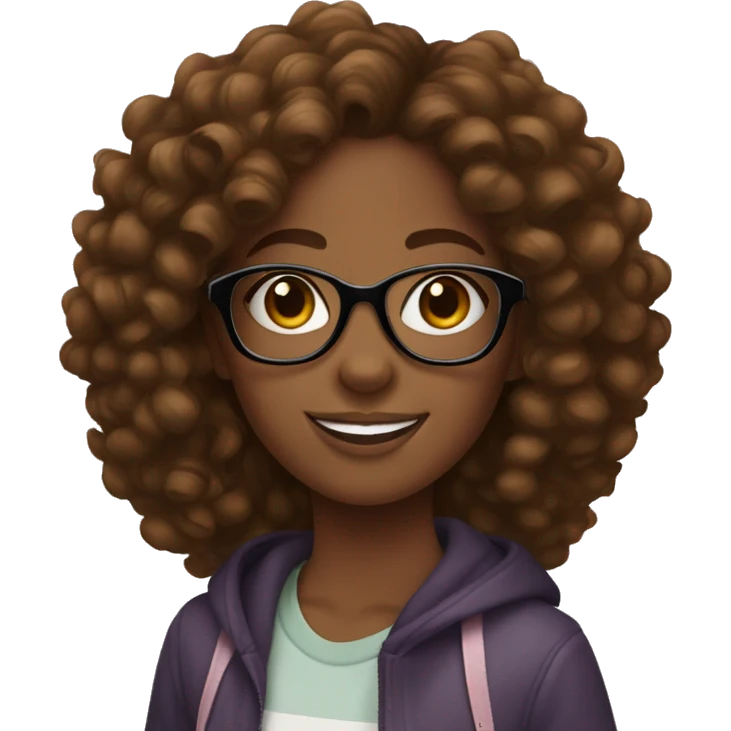 black girl with brown curly hair and glasses on a pennyboard  emoji