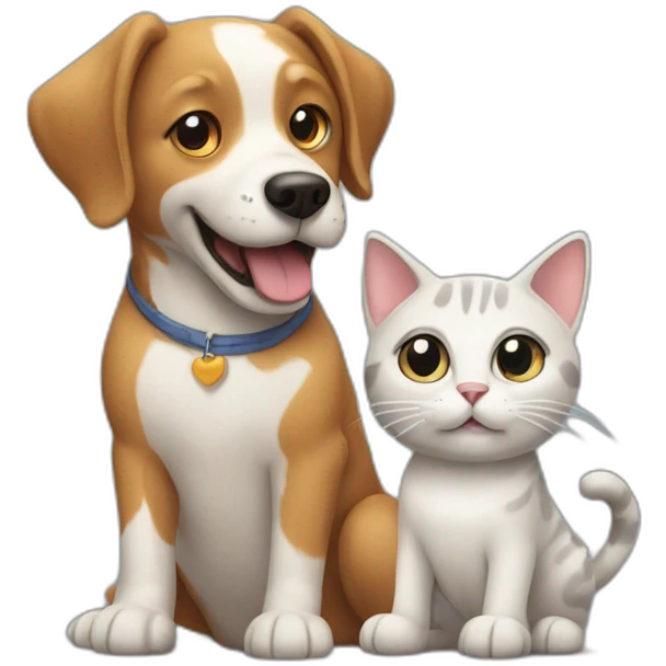 dog and cat playing emoji