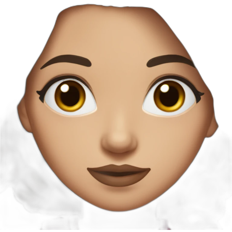 White women with long dark brown hair and long eyelashes dark brown eyes and with pink lips and thick dark brown eyebrows, athletic body, dressed in brown leggings and a brown top emoji