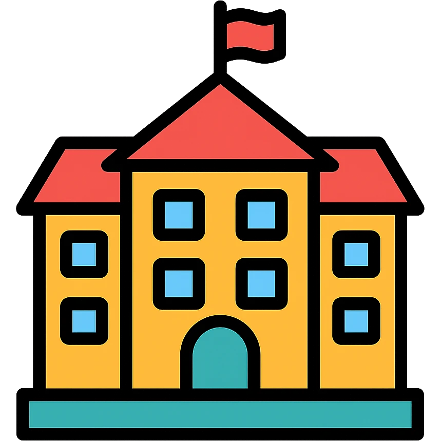 color outline icon of a school building emoji