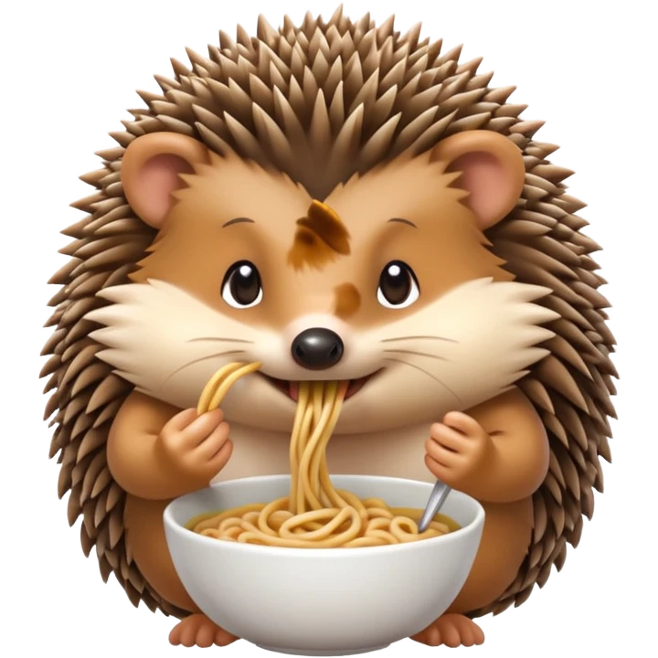 hedgehog eating noodle emoji
