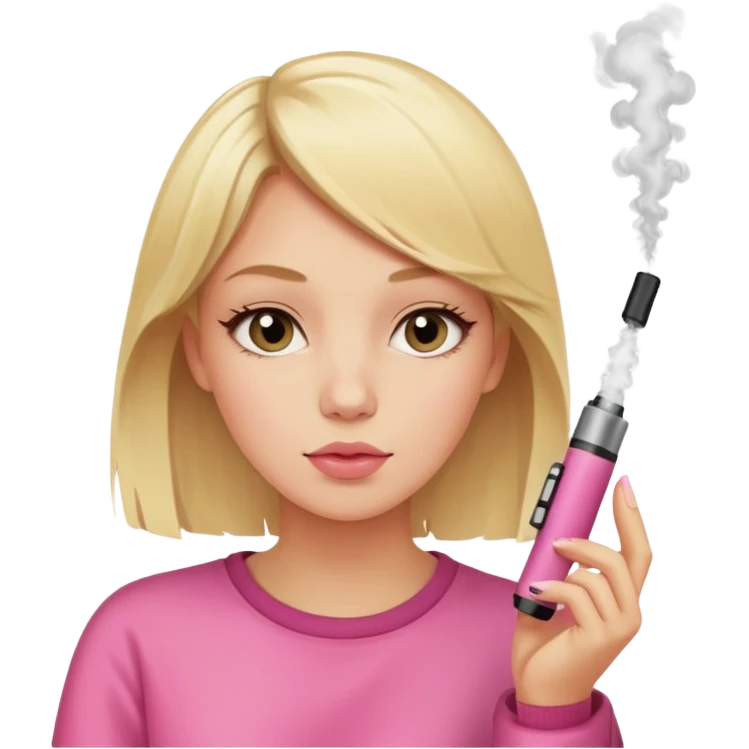 Blonde girl vaping a square pink disposable vape emoji