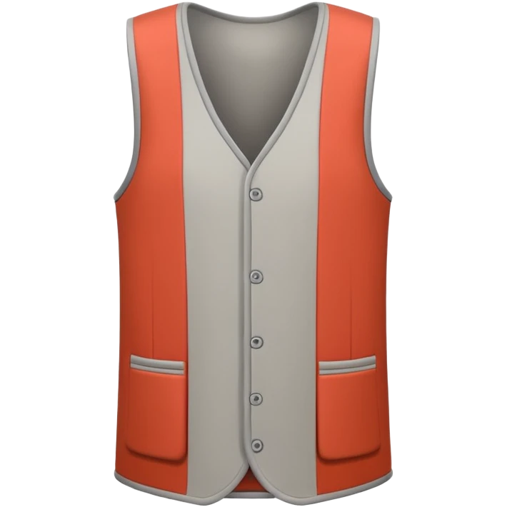 A 3D Apple-style emoji of a simple sleeveless vest (yelek), front view, minimal and clean design, soft fabric texture, neutral colors, cartoon-like and cute style emoji