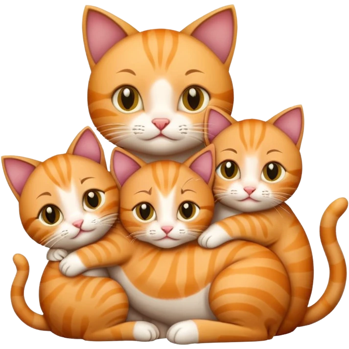 mama cat hugging her three kittens emoji
