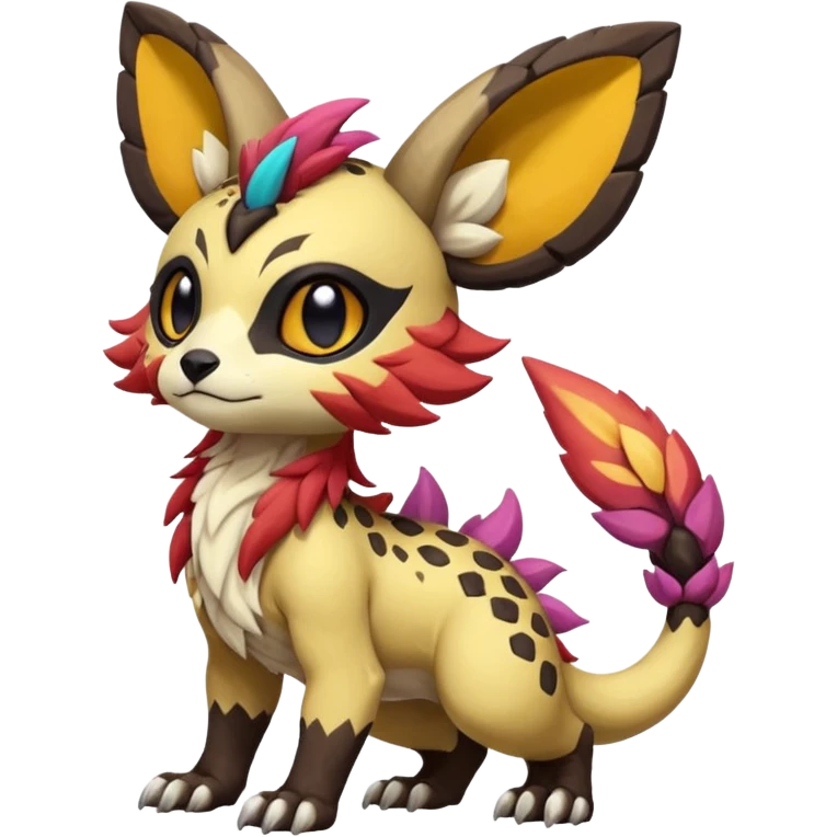 Rare realistic exotic cute epic pretty beautiful handsome gorgeous aesthetic colorful vibrant Vernid-Protogen-Primagen-Wickerbeast-species-Fakemon-creature by LiLaiRa, random markings, tufted ears, full body emoji