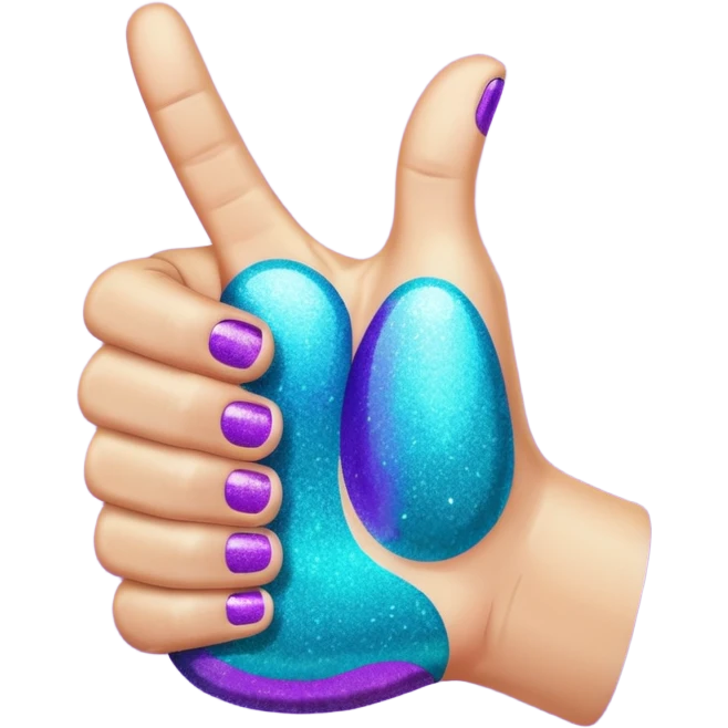 Glitter purple and cian hand thumbs up emoji