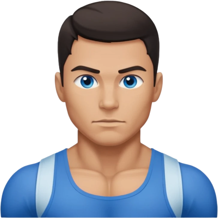 Muscular guy blue eyes ' emoji