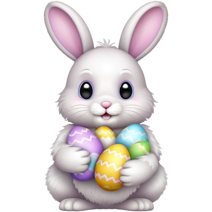 Easter bunny with colorful eggs emoji