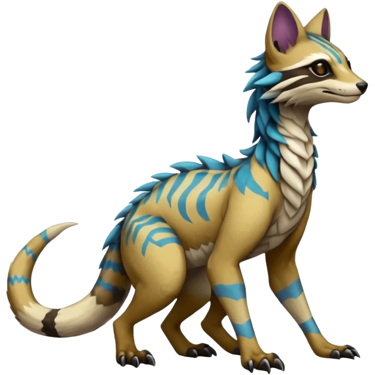 Rare realistic exotic cute epic pretty beautiful handsome gorgeous aesthetic colorful vibrant Vernid-Protogen-Primagen-Wickerbeast-Sergal-Genet-species-Fakemon-hybrid-creature by LiLaiRa, beautiful intricate markings, full body emoji