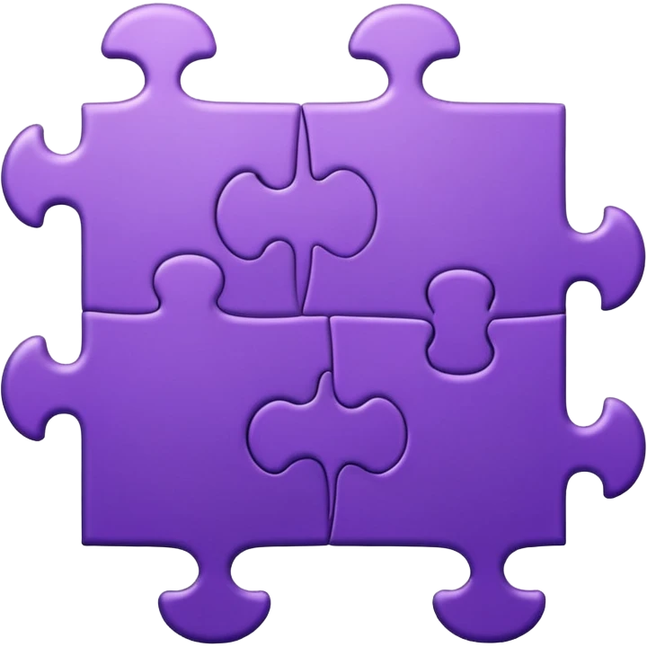Create an icon of a puzzle for "Featured Projects" on a dark background #22223B. Show multiple puzzle pieces connected together, with one piece slightly separated or highlighted as the final piece. The puzzle pieces should be shades of purple that harmonize with the background. emoji