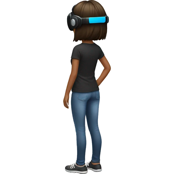 a girl playing VR facing the wall and showing her back emoji