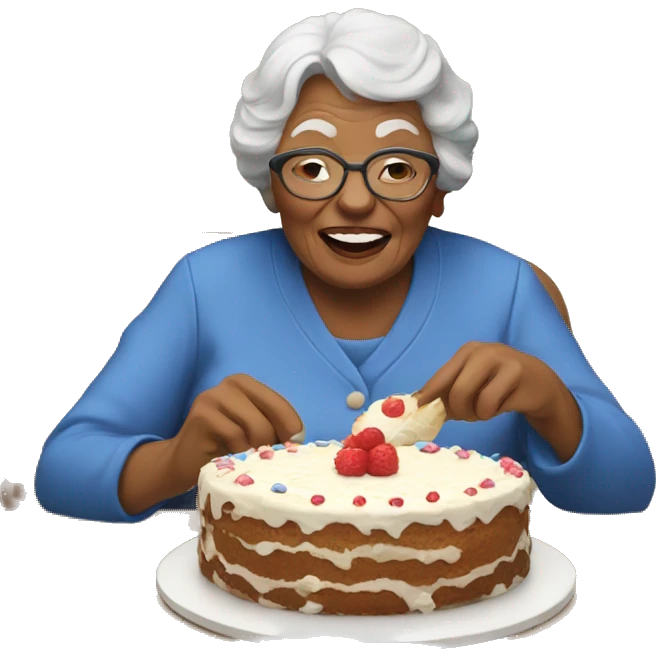 Grandma eating a cake emoji