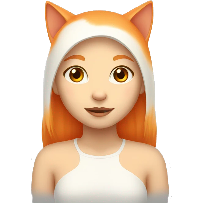 Girl white/ orange cat emoji
