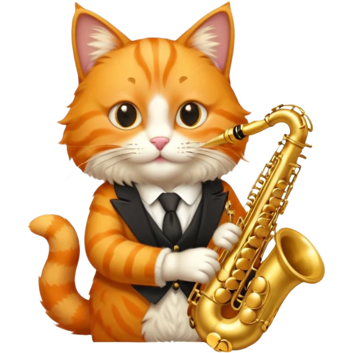 orange cat play gold saxophone emoji
