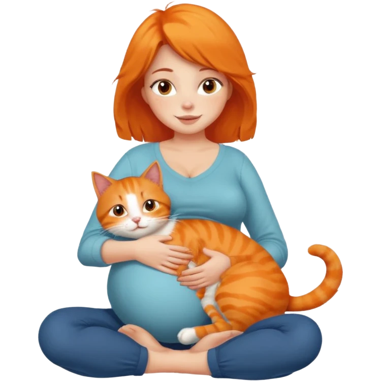 pregnant woman with orange cat emoji