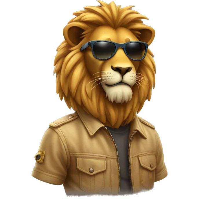 cool lion wearing sunglasses emoji