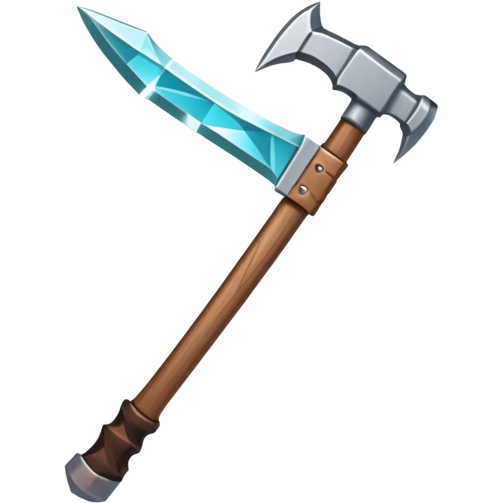 Minecraft diamond pickaxe with brown handle emoji