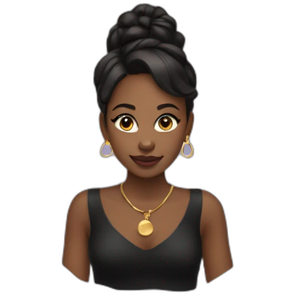 girl with gold hoop earrings wearing black dress emoji