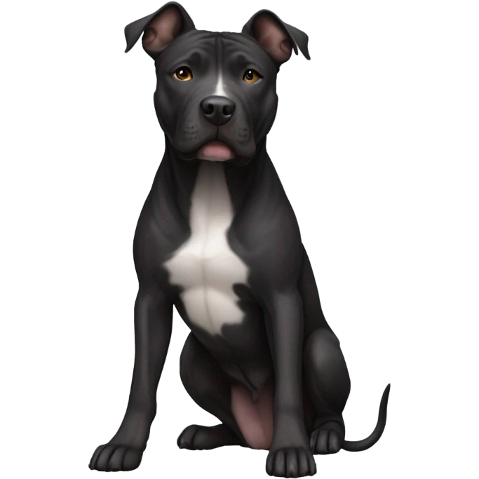 All Black color American staffer terrier mixed with a Dutch shepherd mix with pit bull dog emoji