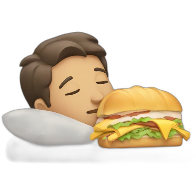 Guy sleeping dreaming with a sandwich  emoji