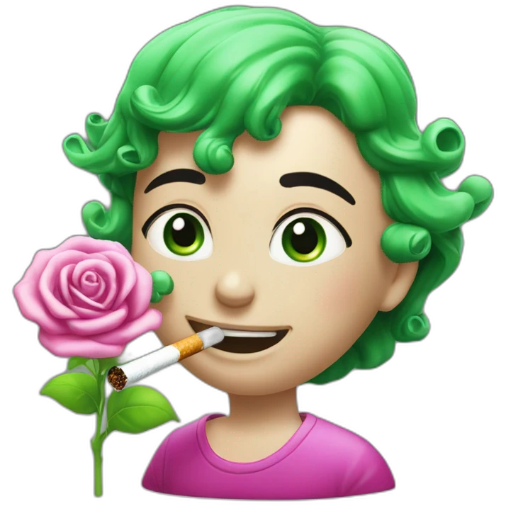 sam2pcs fume une cigarette verte avec un nounous imaginaire rose emoji