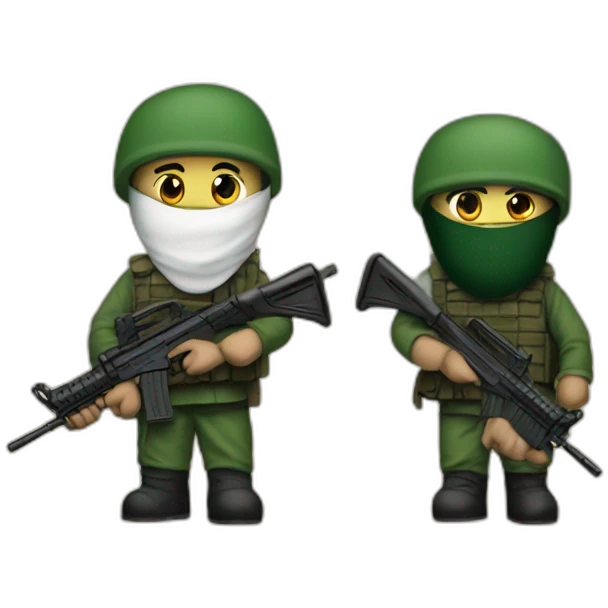 hamas and israeli fighters with rifles emoji