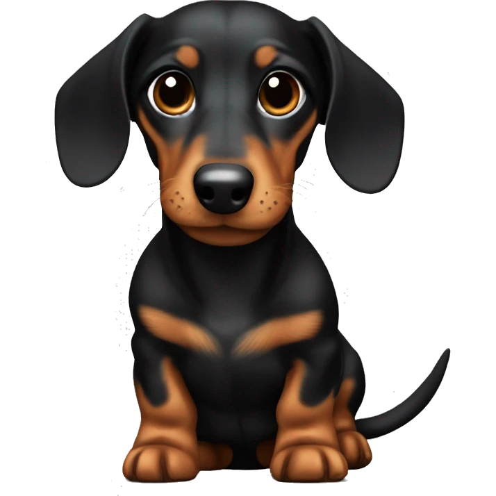 mini dachshund that’s black with light brown ears  emoji