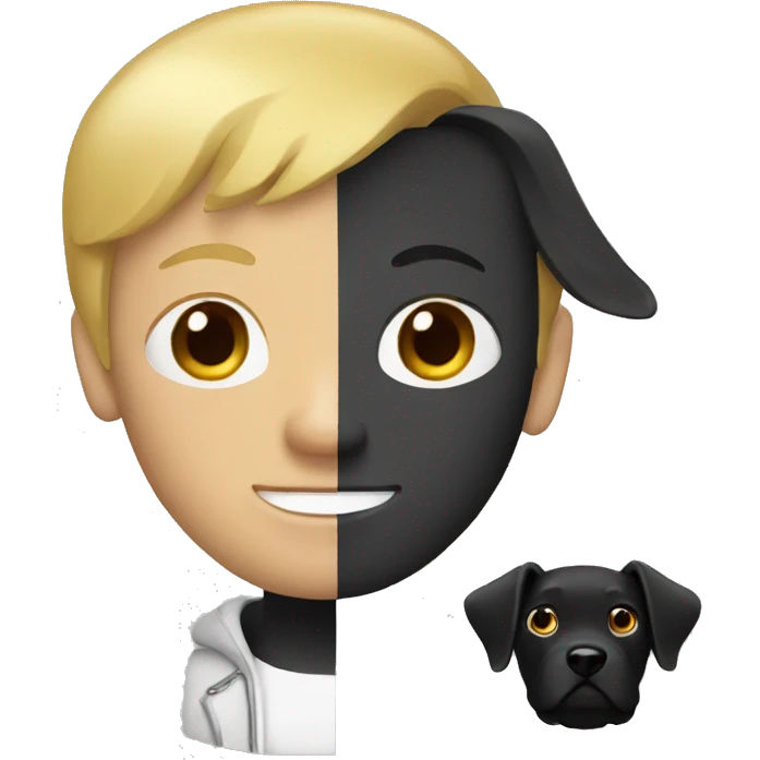 Blonde Man with black dog emoji