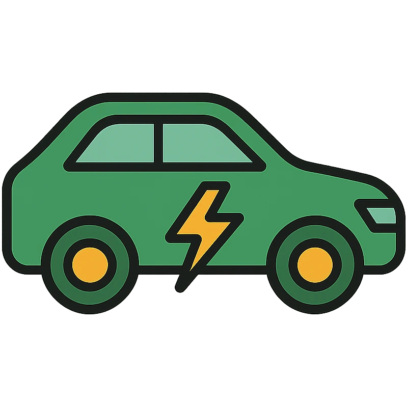 a green bolt car, modern icon, simple and clean emoji