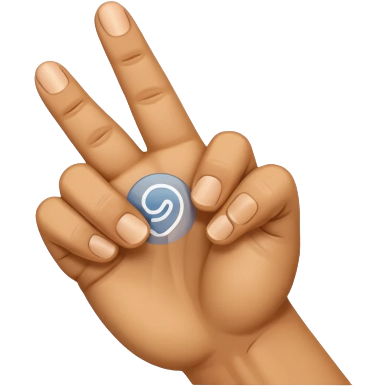 Create an emoji of a right hand. The thumb and middle finger of the right hand are pressed together, with the index finger positioned between them. The remaining fingers are curled into a fist. Add motion lines around the emoji to indicate a downward hand movement. emoji