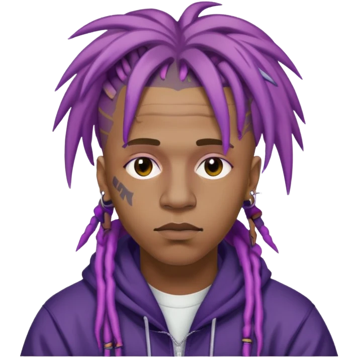 Juice WRLD rapper with purple dreadlocks emoji