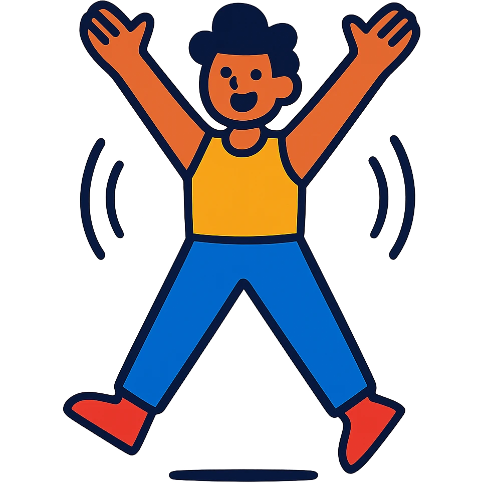 person doing jumping jacks, vibrant and energetic emoji