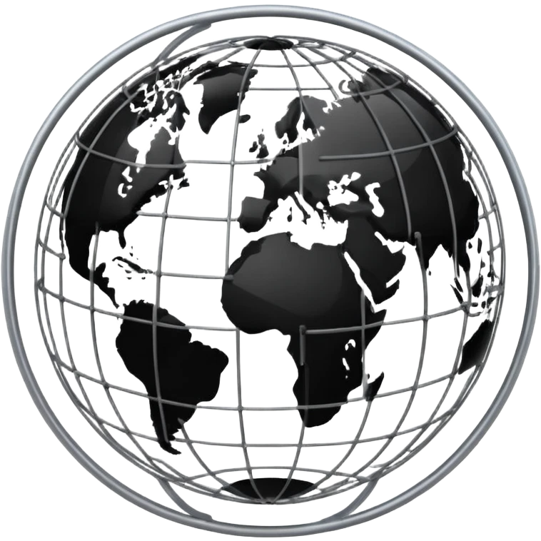 globe surrounded by white and black network links emoji