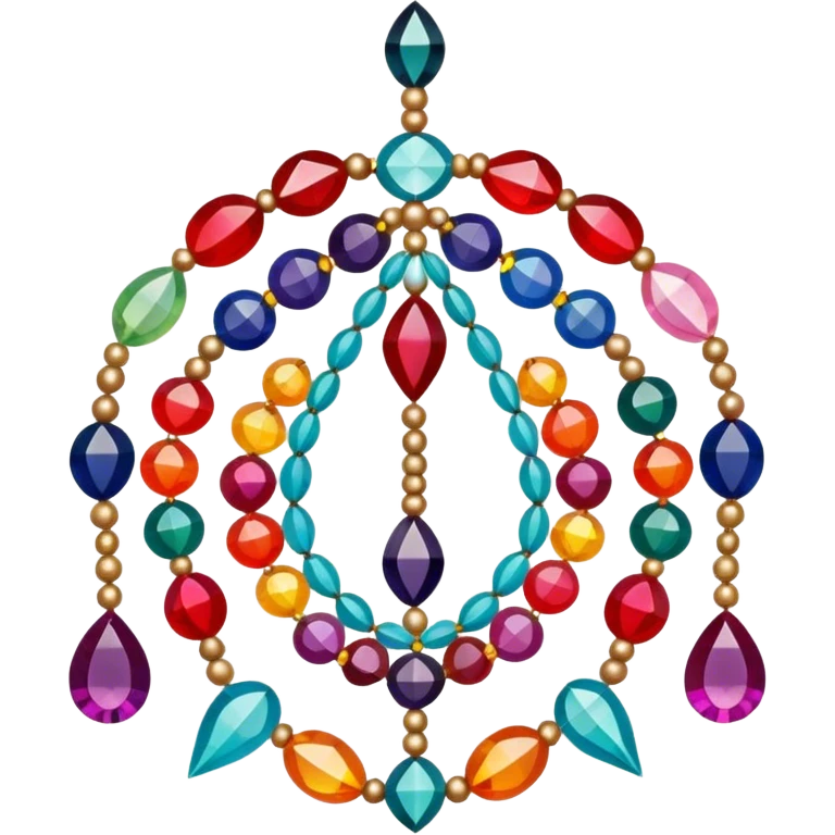 Create a harmonious and well-composed icon that represents the hobby of beadwork. The design should feature colorful beads, thread, and a beading needle or tool in a balanced arrangement. The elements should flow naturally, reflecting the creativity and precision of the craft. Ensure the composition is clean and aesthetically pleasing, with vibrant yet balanced colors. The background should be transparent. emoji