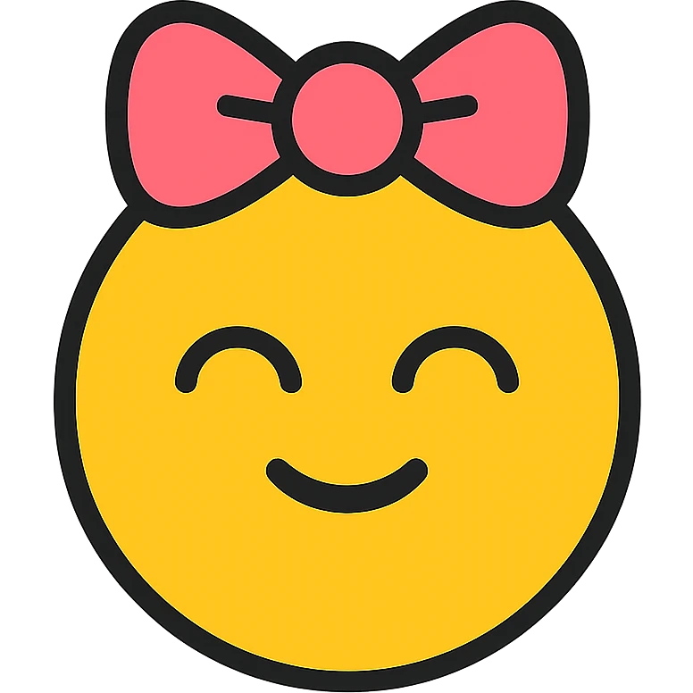 cute emoji with a bow emoji