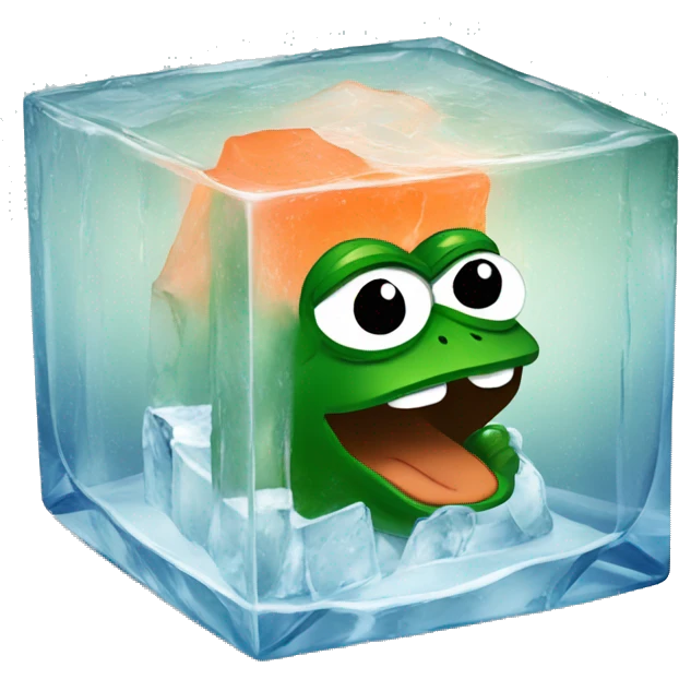 pepe the frog inside an icecube emoji