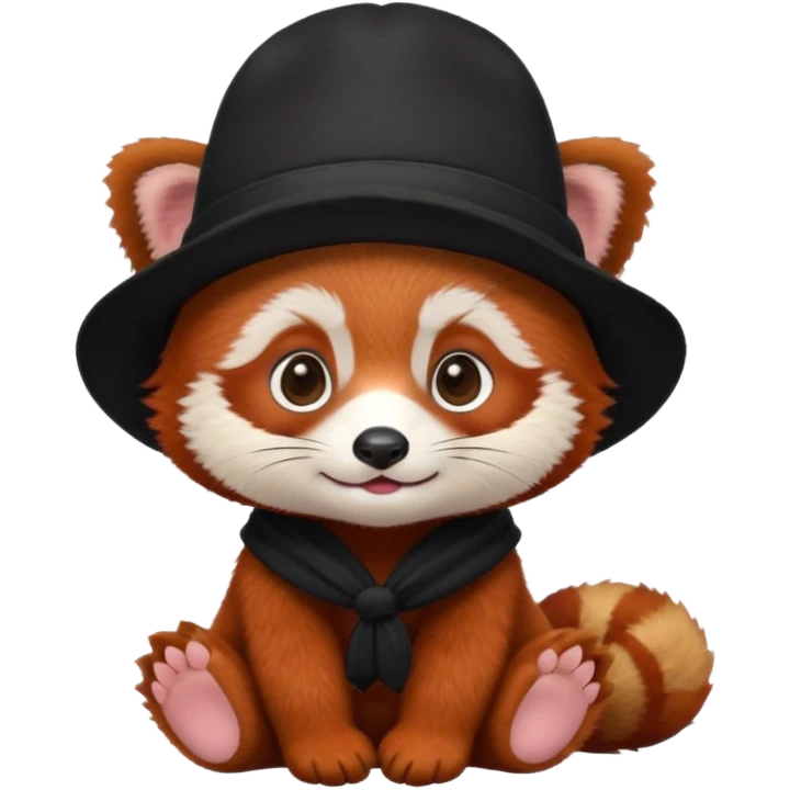 baby Red panda wearing black hat emoji