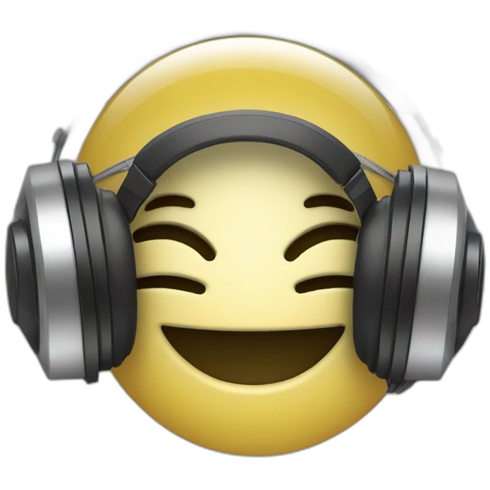 Un smiley qui soupire avec un casque de musique  emoji