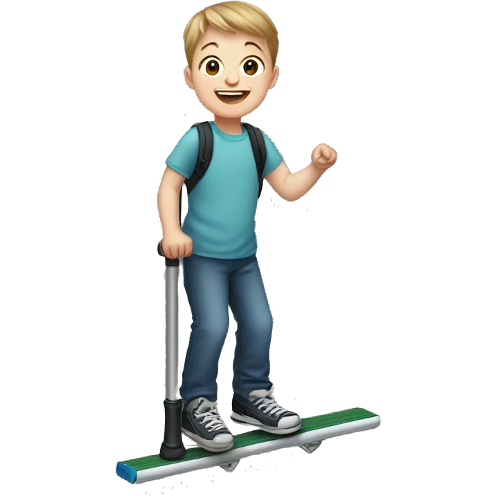 Down syndrome boy on a pogo stick emoji