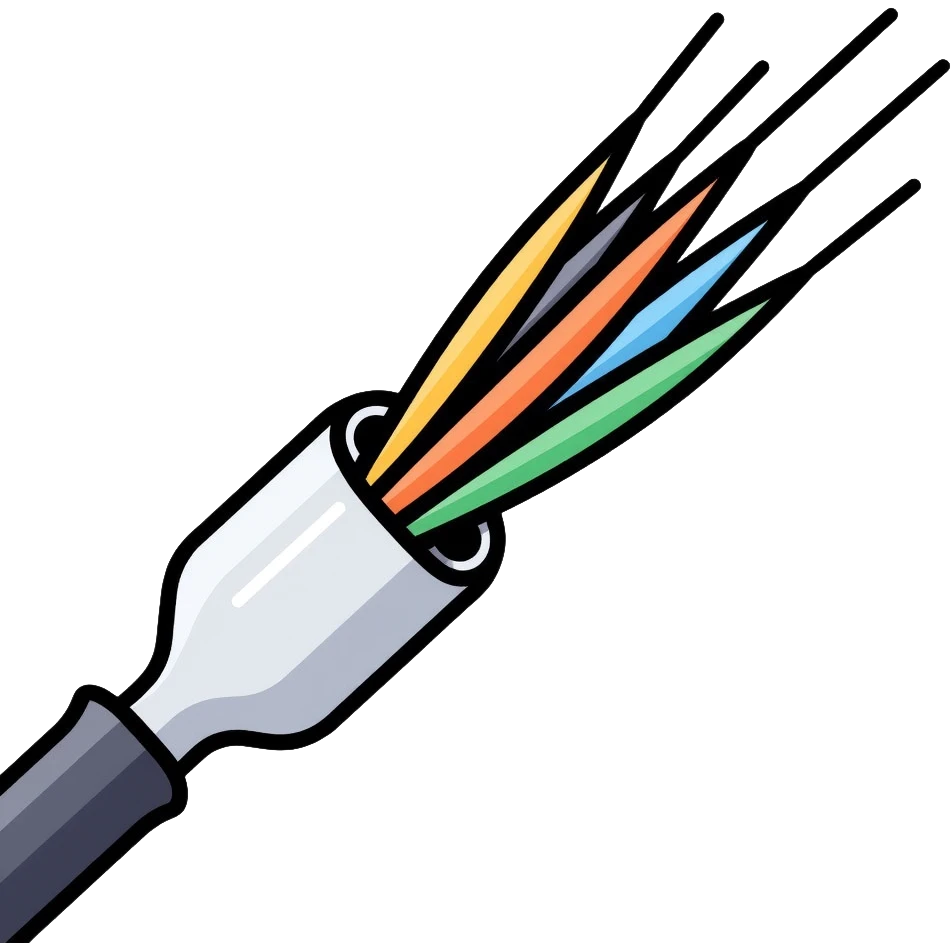 close-up of optical fiber cable filaments showing individual glass strands emoji